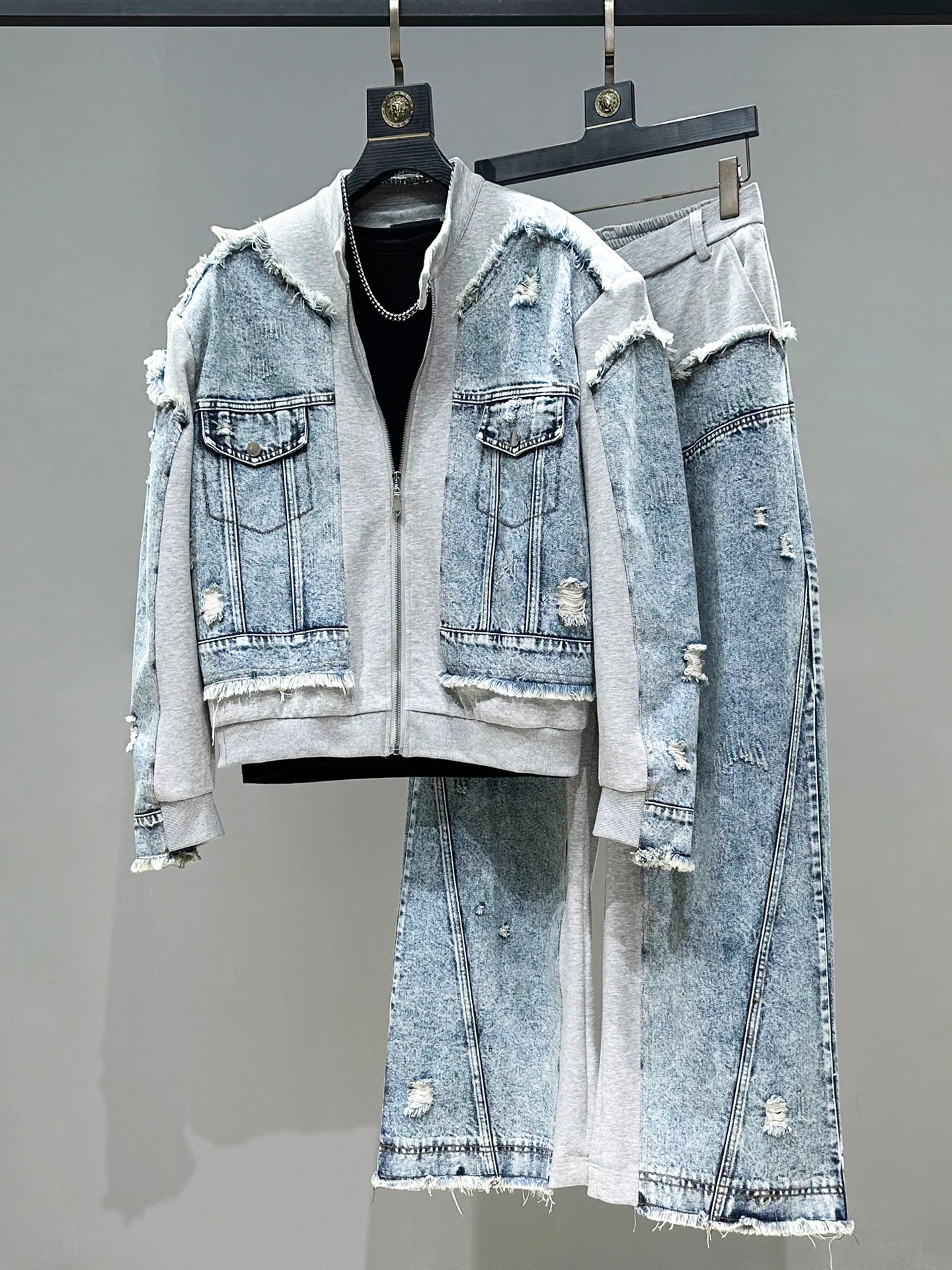 JKZ Cured Denim Two-Piece Set 