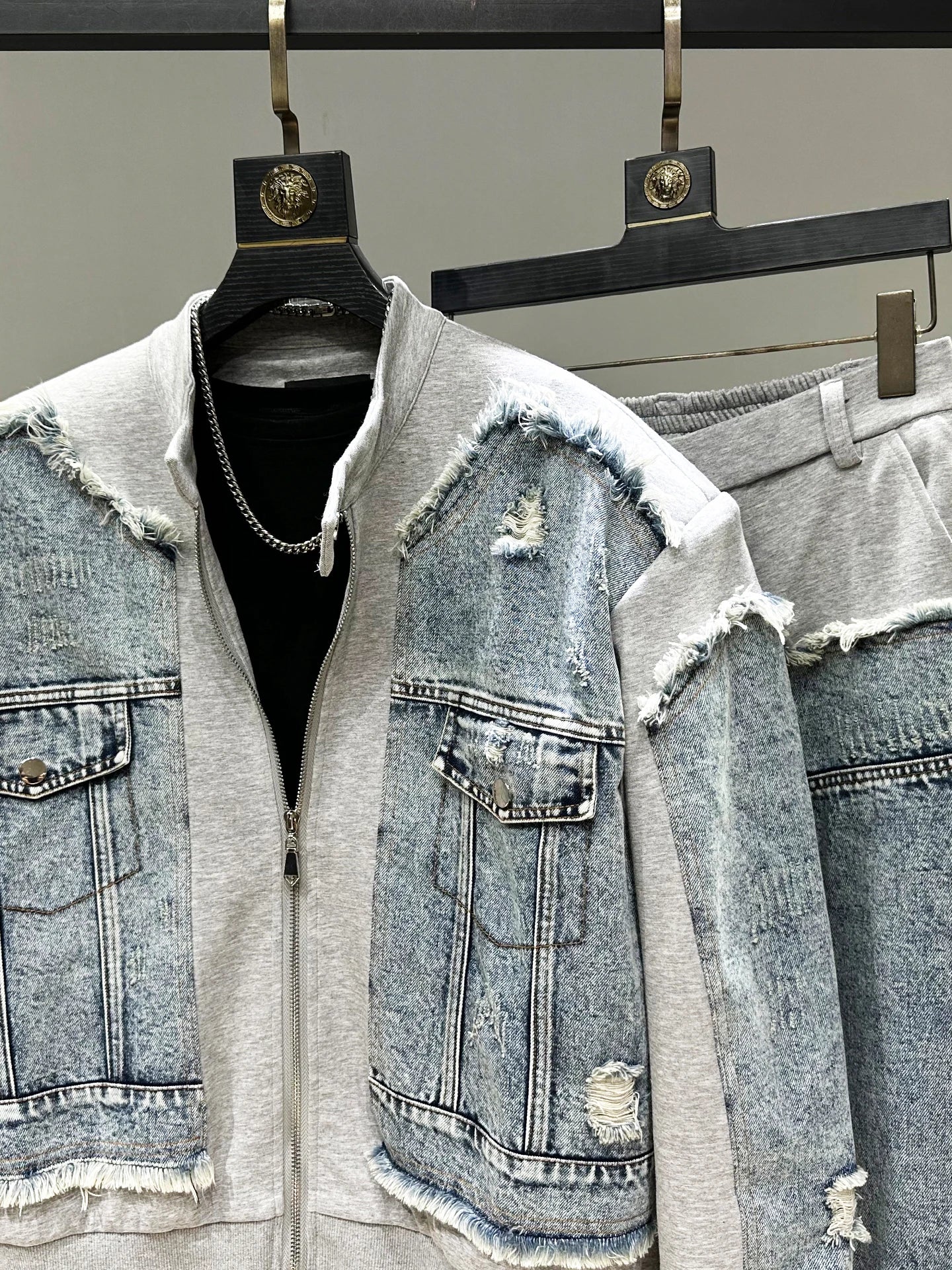 JKZ Cured Denim Two-Piece Set 