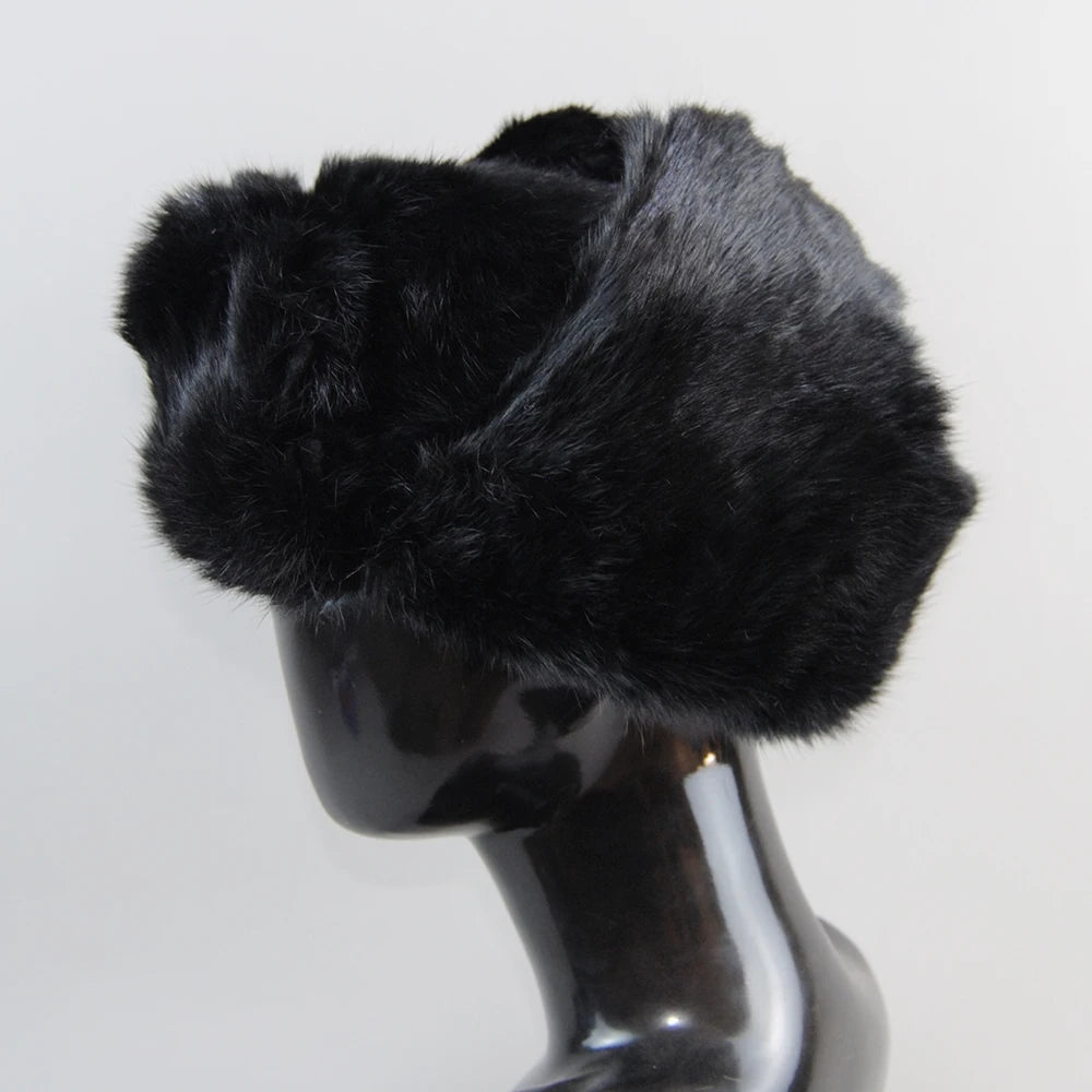 Real Rabbit Fur Casquette Bomber - 