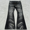 Noir Distressed Cured Denim Flare Jeans   01 / 01 